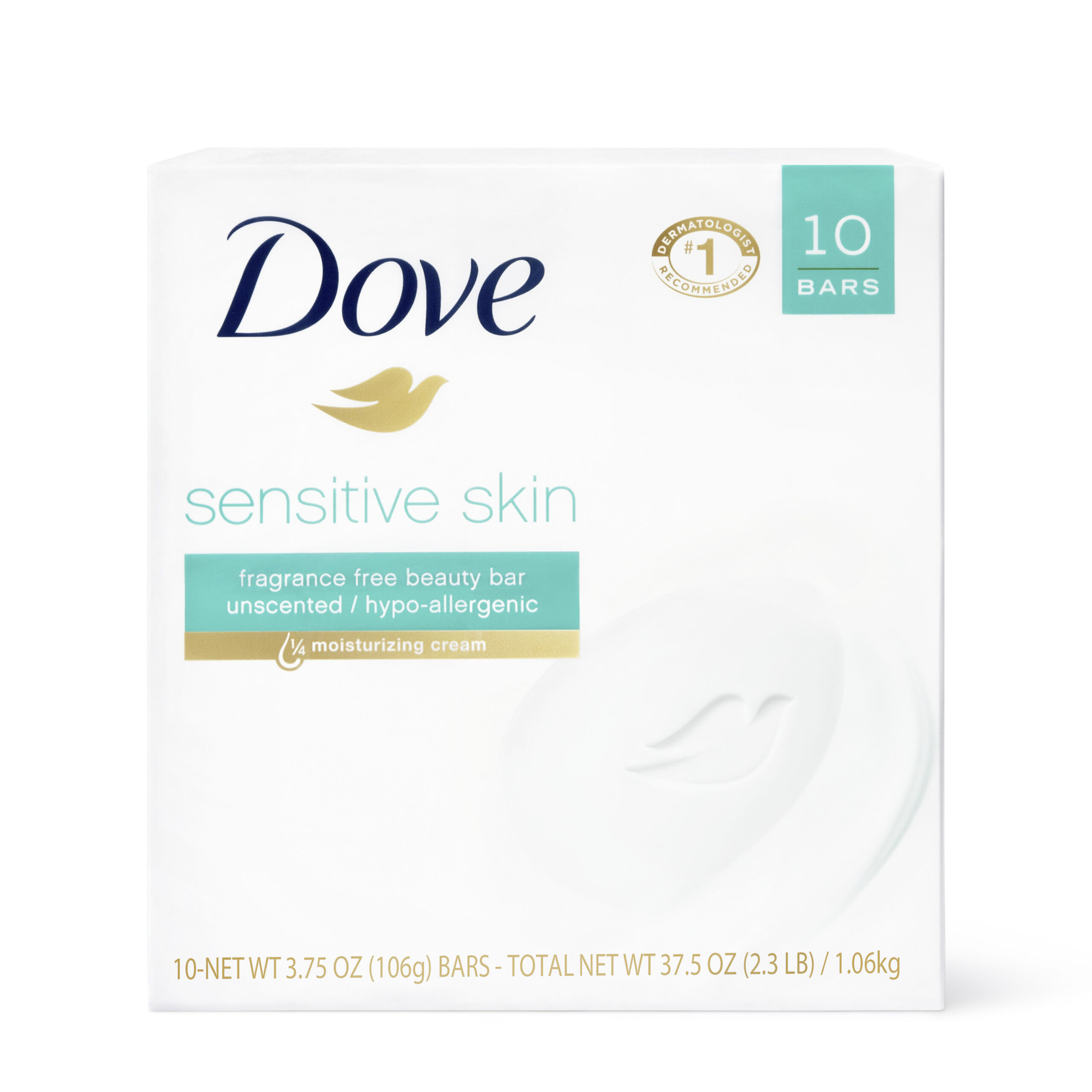 Dove Moisturizing Beauty Bar Sensitive Skin 3.75 oz 10 Bars