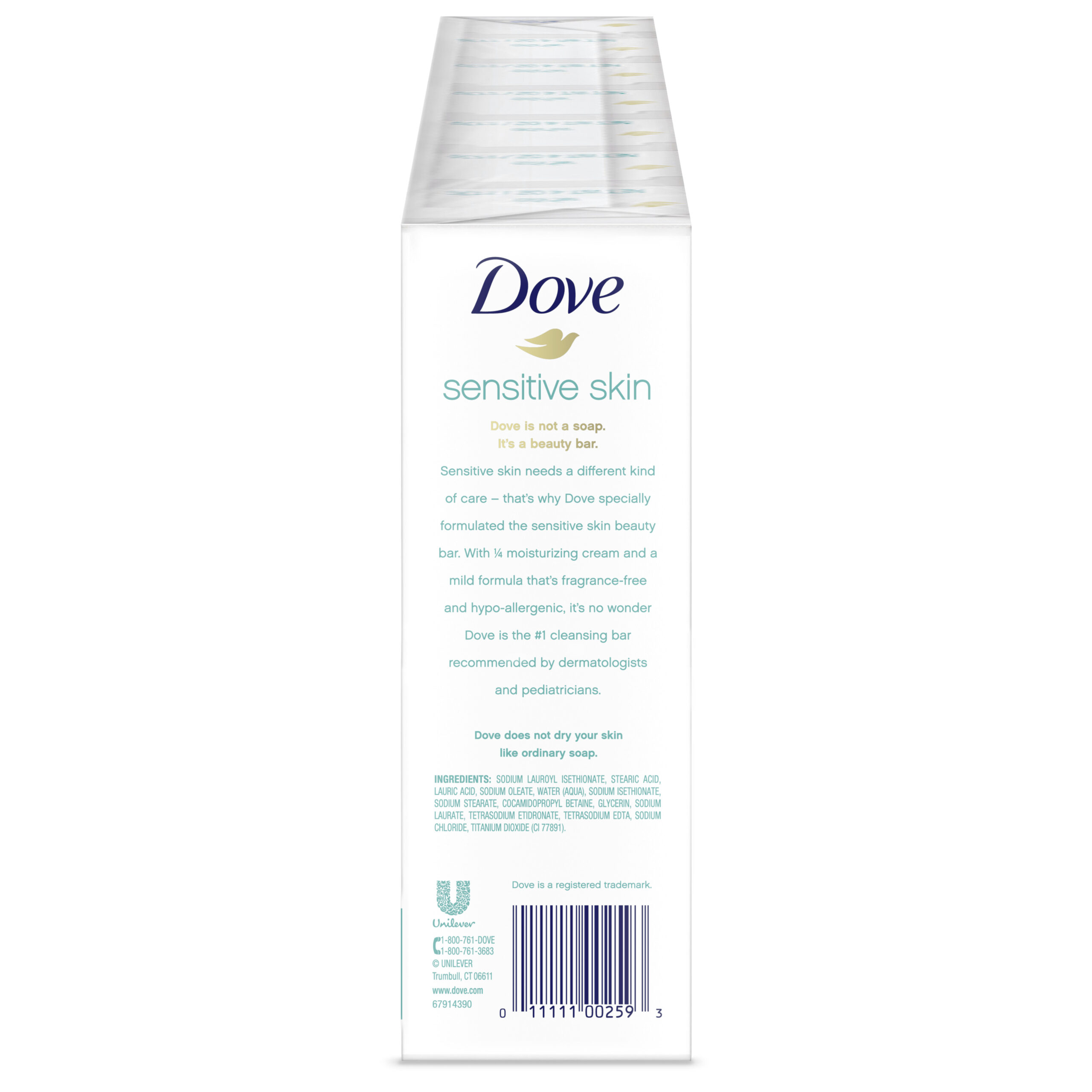 Dove Moisturizing Beauty Bar Sensitive Skin 3.75 oz 10 Bars - Image 2