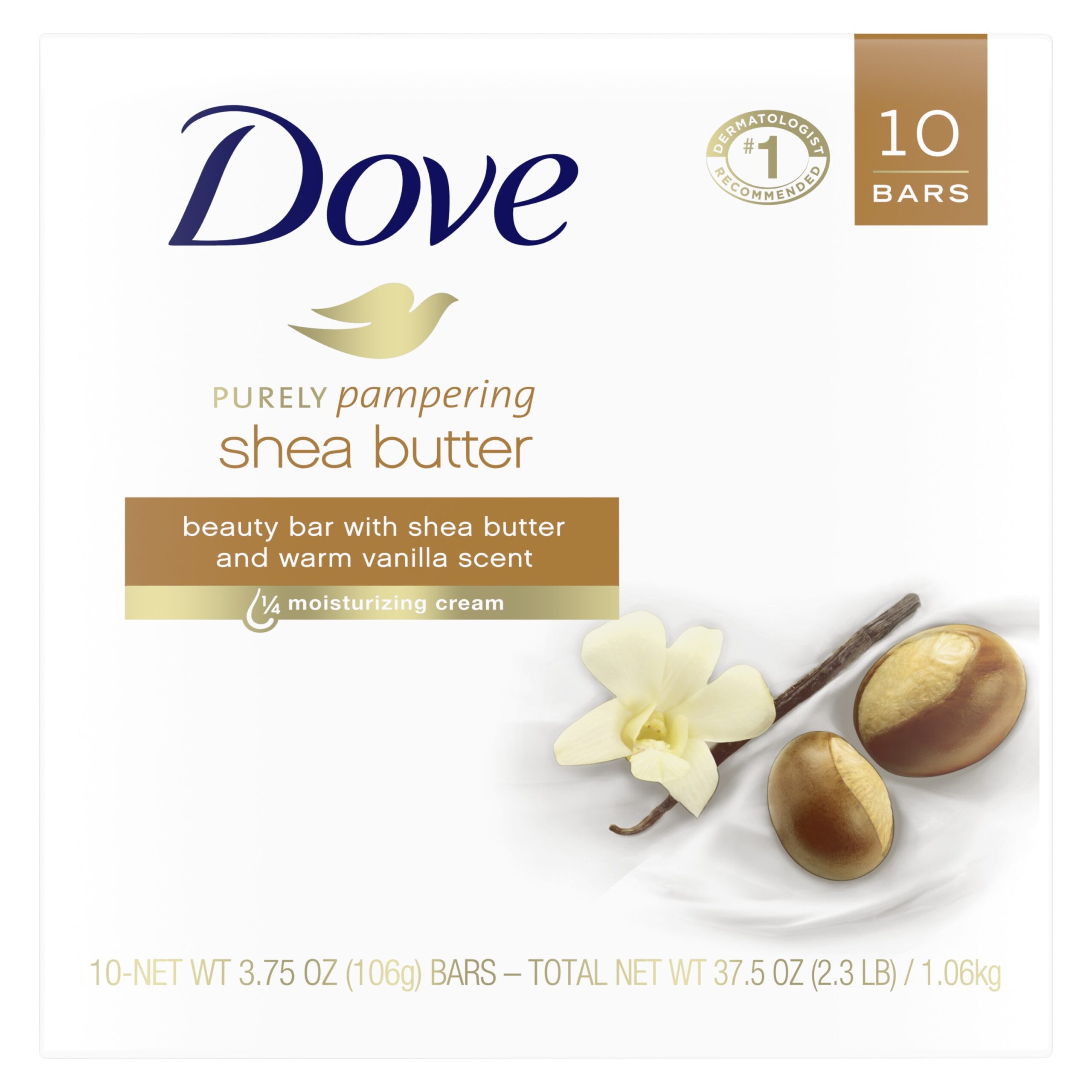 Dove Purely Pampering Beauty Bar Shea Butter 3.75 oz 10 Bars