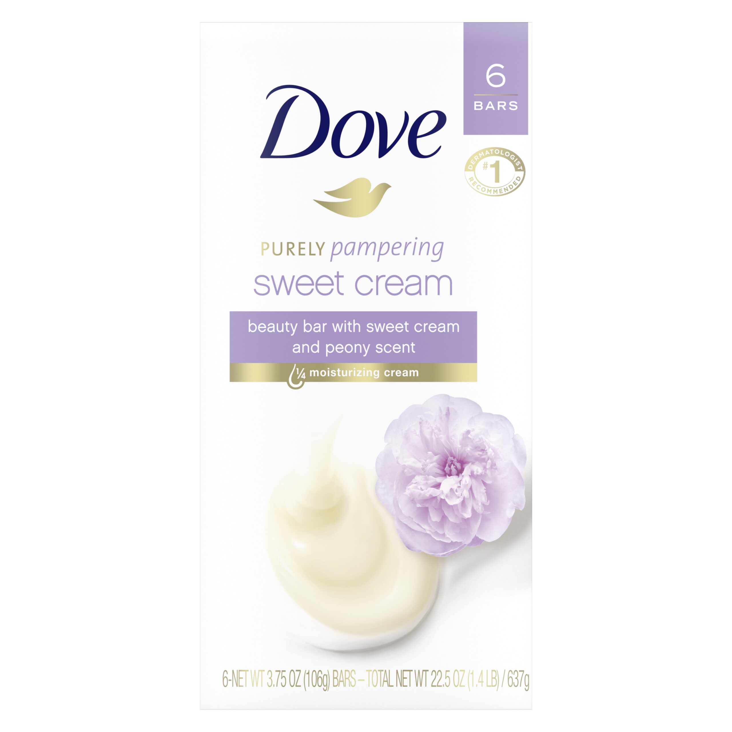 Dove Purely Pampering Beauty Bar Sweet Cream & Peony 3.75 oz 6 Bars