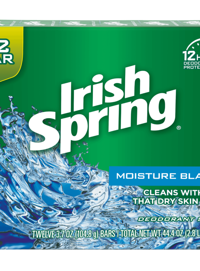 Irish Spring Moisture Blast, Moisturizing Bar Soap, 3.7 Ounce, 12 Bar Pack