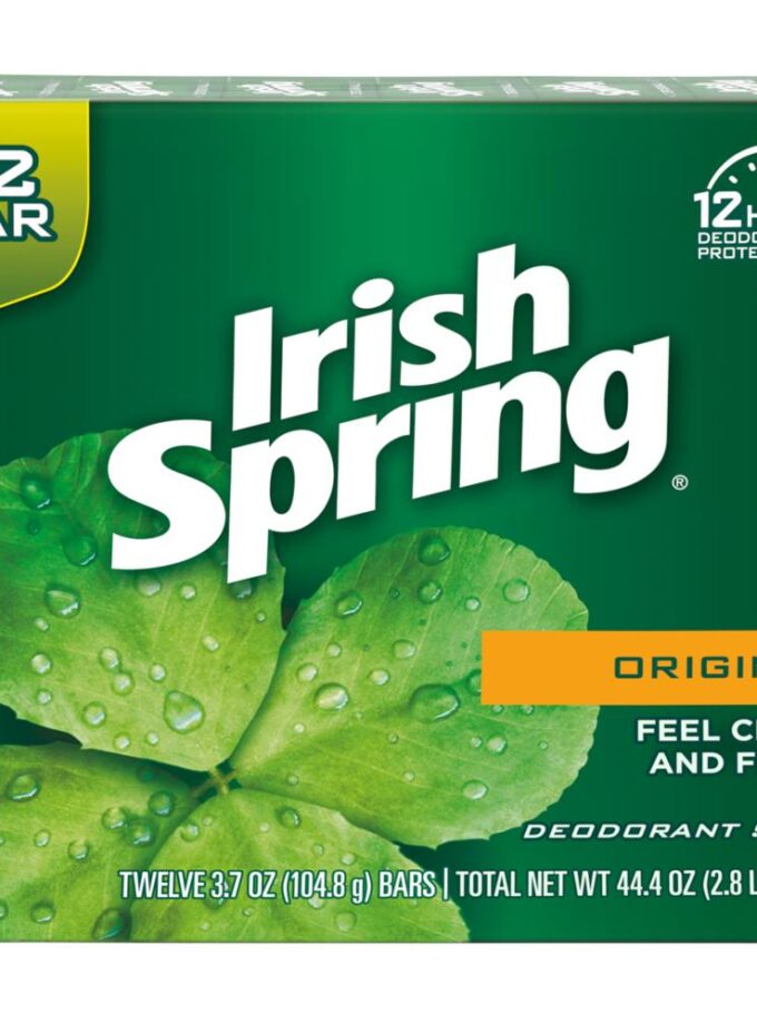 Irish Spring Original, Deodorant Bar Soap, 3.7 Ounce, 12 Bar Pack