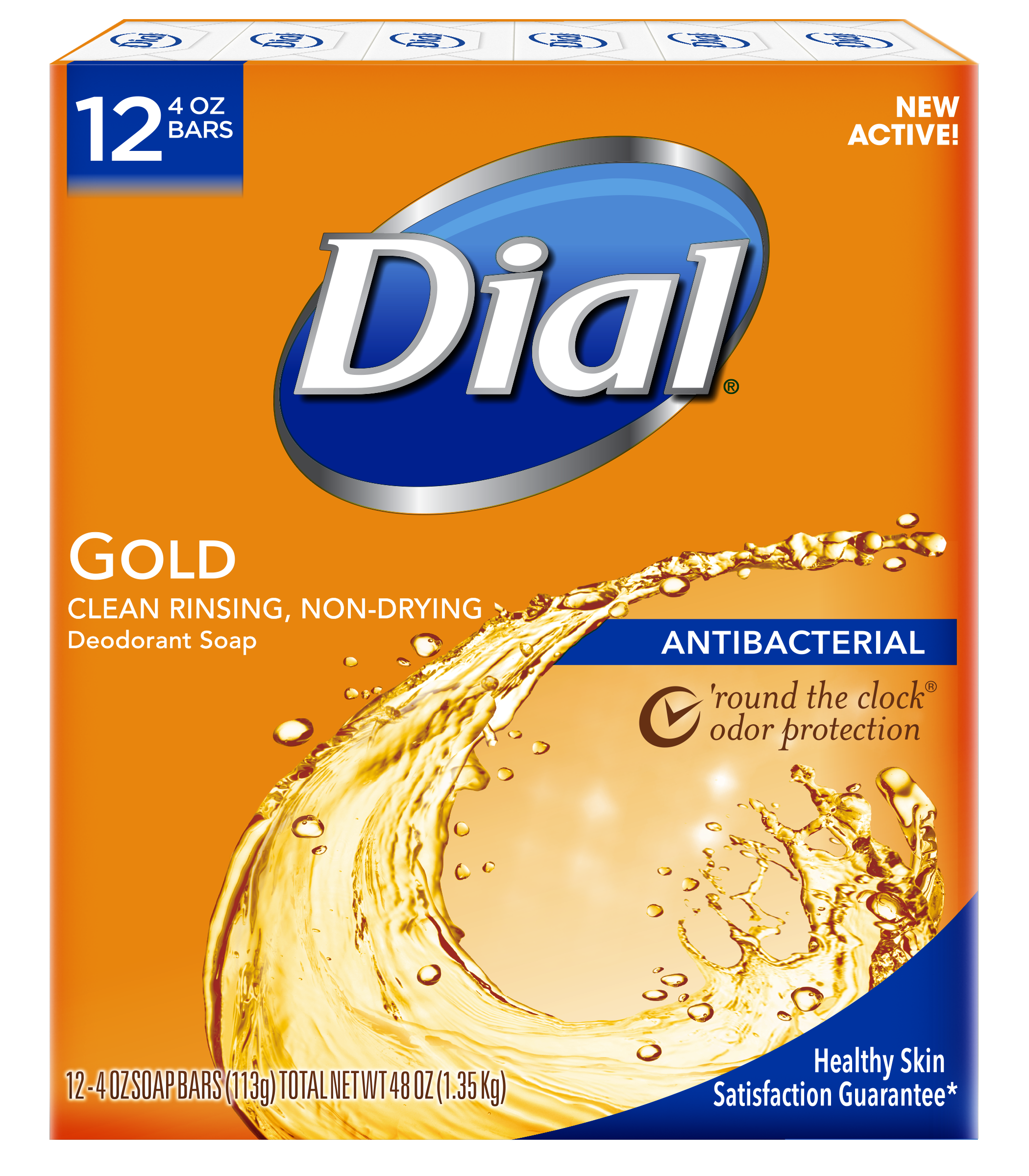 Dial Antibacterial Deodorant Bar Soap, Gold, 4 Ounce, 12 Bars