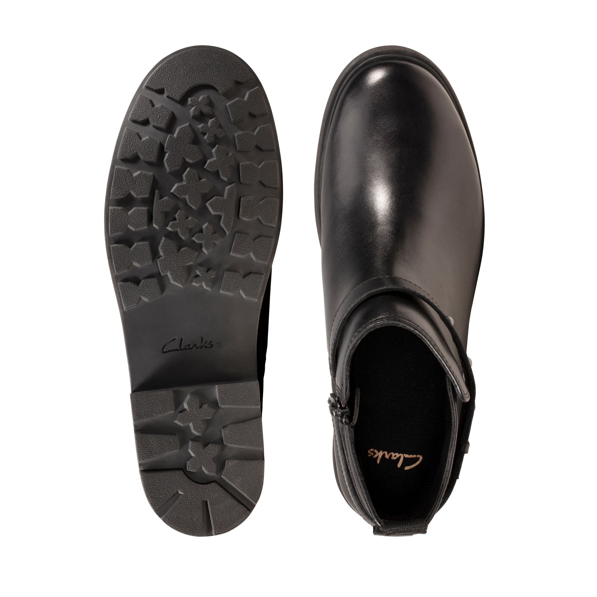 CLARKS Astrol Soar Youth Black Leather, Size UK F 5½ EU39