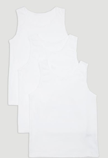 3 Pack Girls White Vests