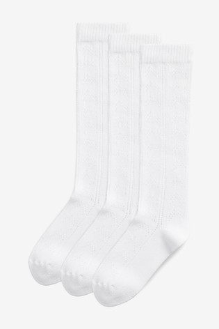 Next 3 Pack Pointelle Knee High Socks, 4-7Y