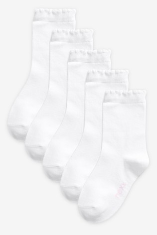 Next White 5 Pack Ankle Socks, 2.5-4y