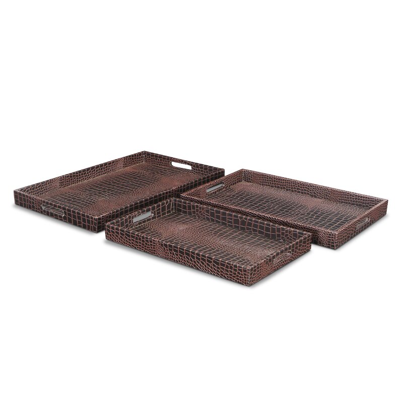 Maxwell 3 Piece Snakeskin Serving Tray Set - Image 2