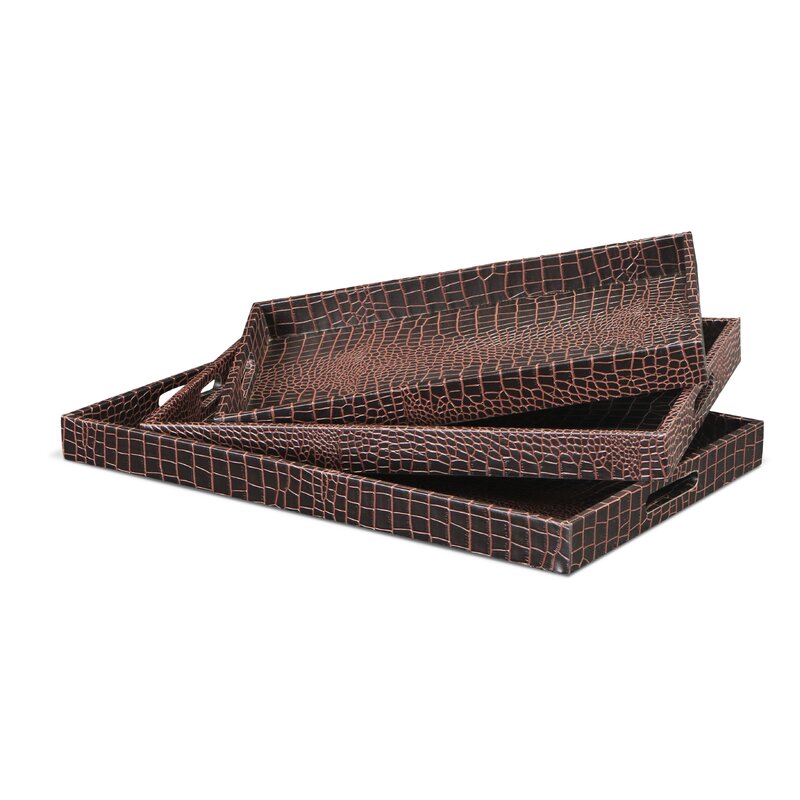 Maxwell 3 Piece Snakeskin Serving Tray Set