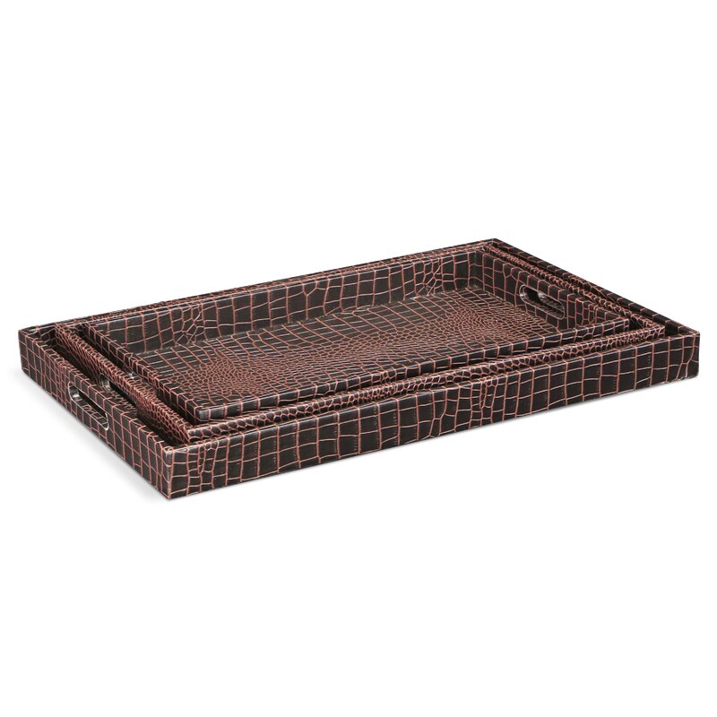 Maxwell 3 Piece Snakeskin Serving Tray Set - Image 5