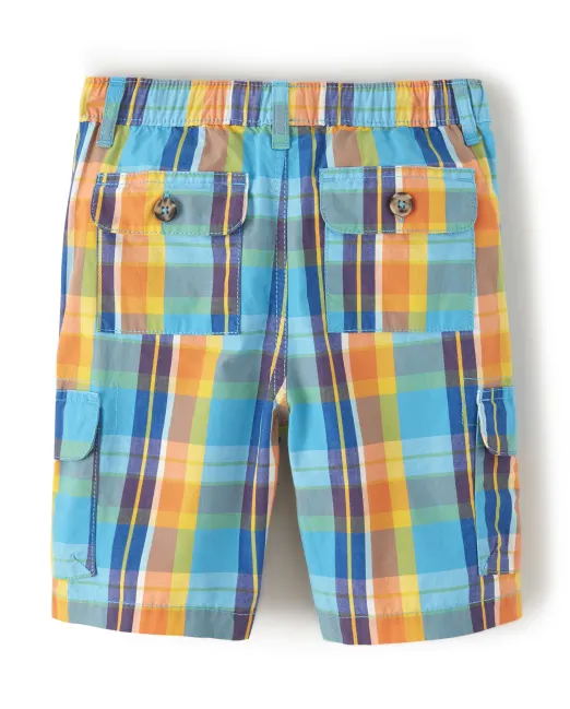 Boys Plaid Cargo Shorts - Travel Adventure 18-24m - Image 2