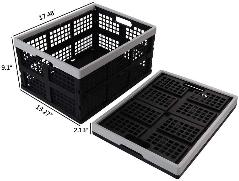Jekiyo 34-Liter Folding Crates Storage, Collapsible Container Plastic