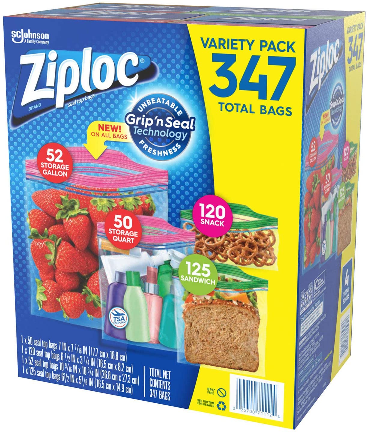 Ziploc Storage Bags, Various Sizes, 347 ct.