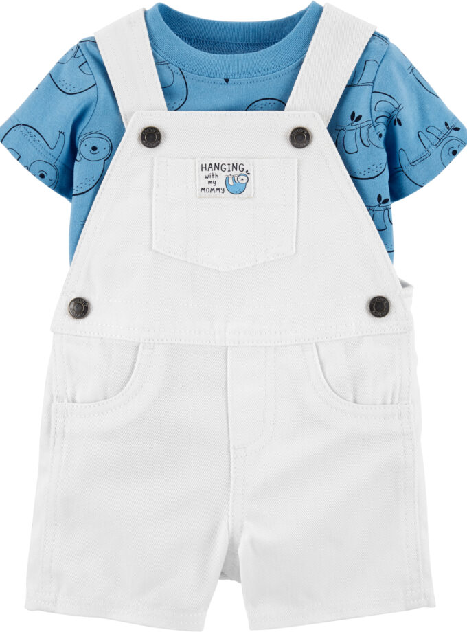 2-Piece Sloth Tee & Shortalls Set -NB