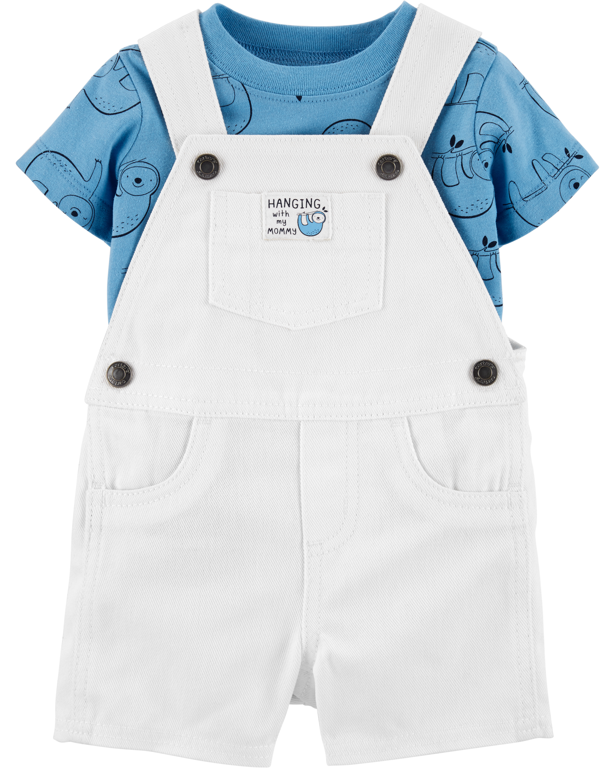 2-Piece Sloth Tee & Shortalls Set -NB