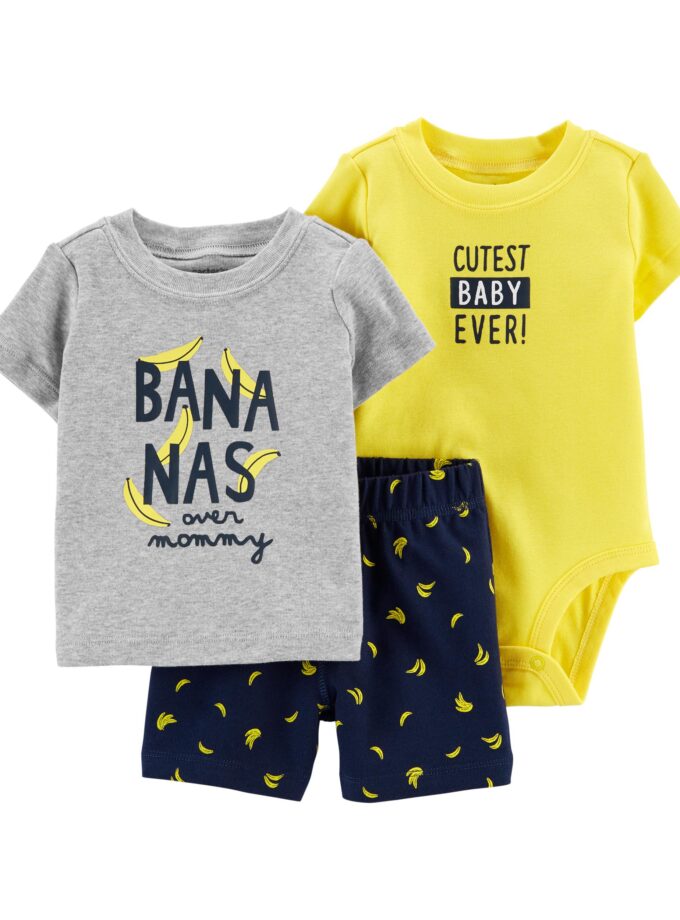 3-Piece Banana Little Short Set -NB