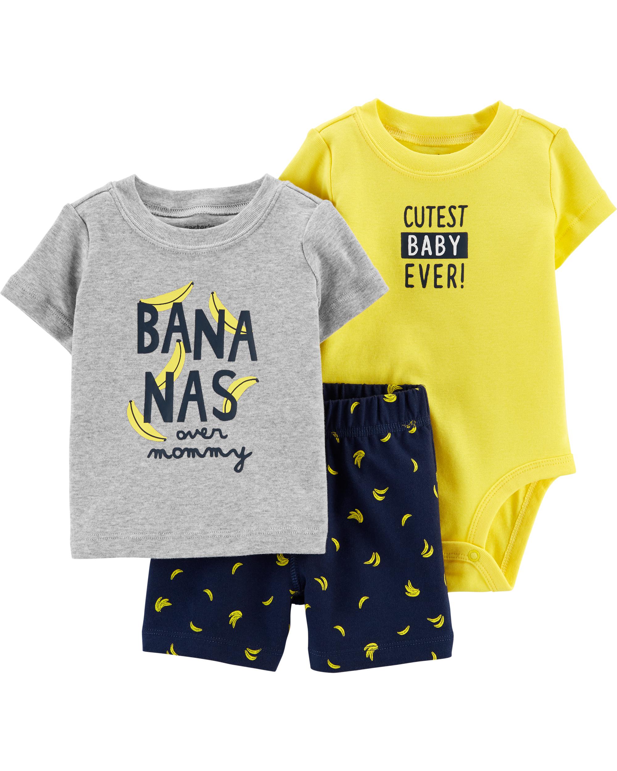 3-Piece Banana Little Short Set -NB