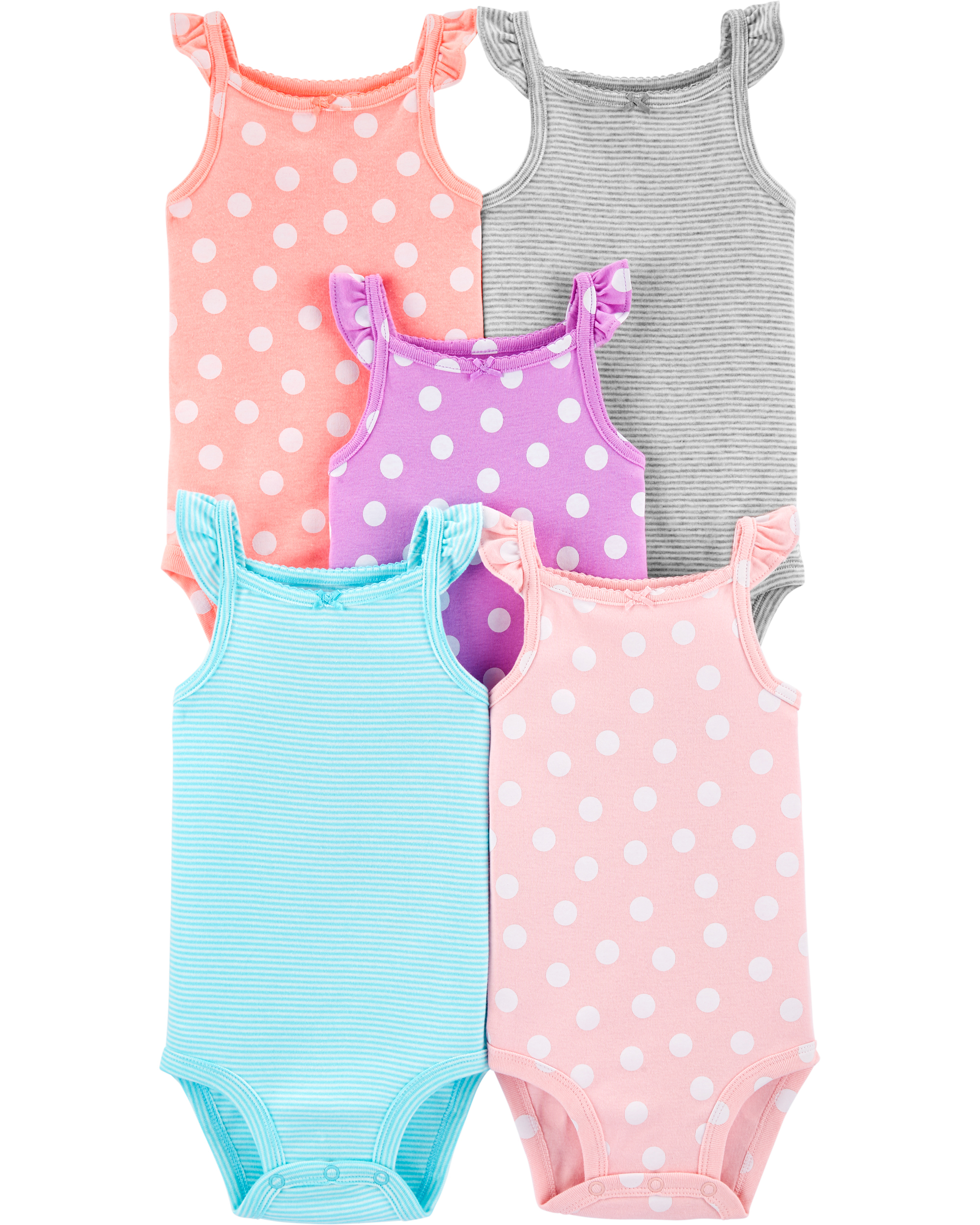 5-Pack Flutter Tank Bodysuits - 6M