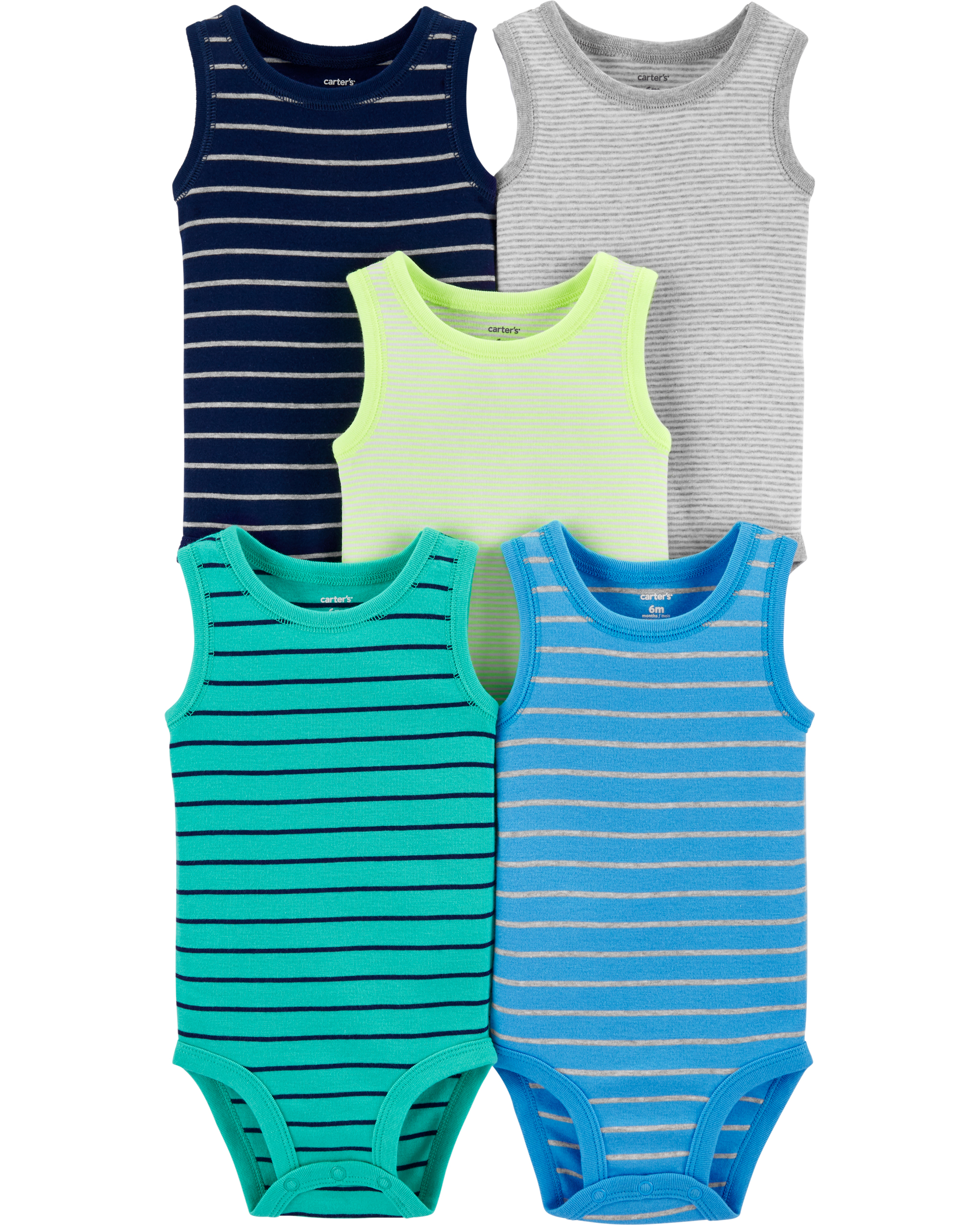 5-Pack Striped Tank Bodysuit - 3M