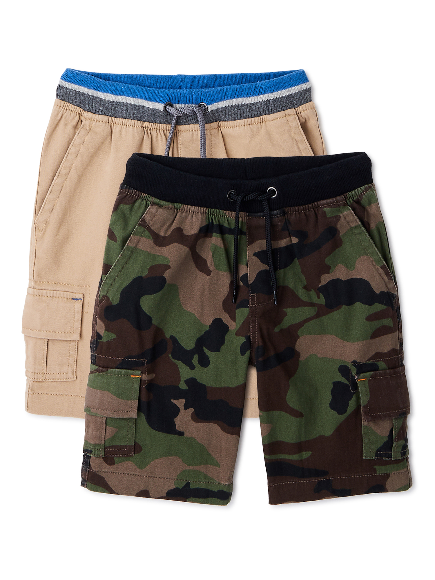 Wonder Nation Boys Cargo Shorts, 2-Pack