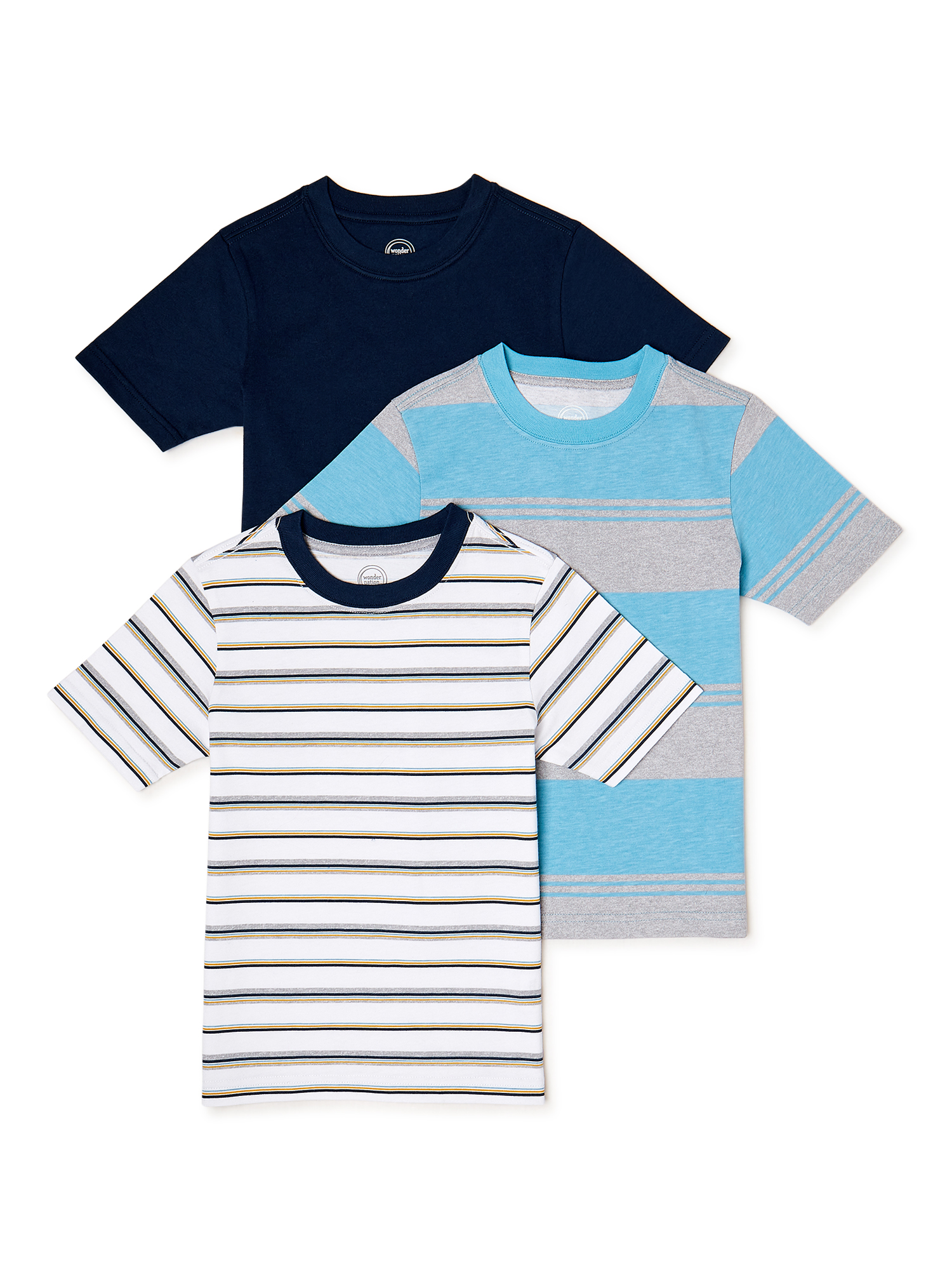 Wonder Nation Boys Short Sleeve T-Shirt, 3-Pack