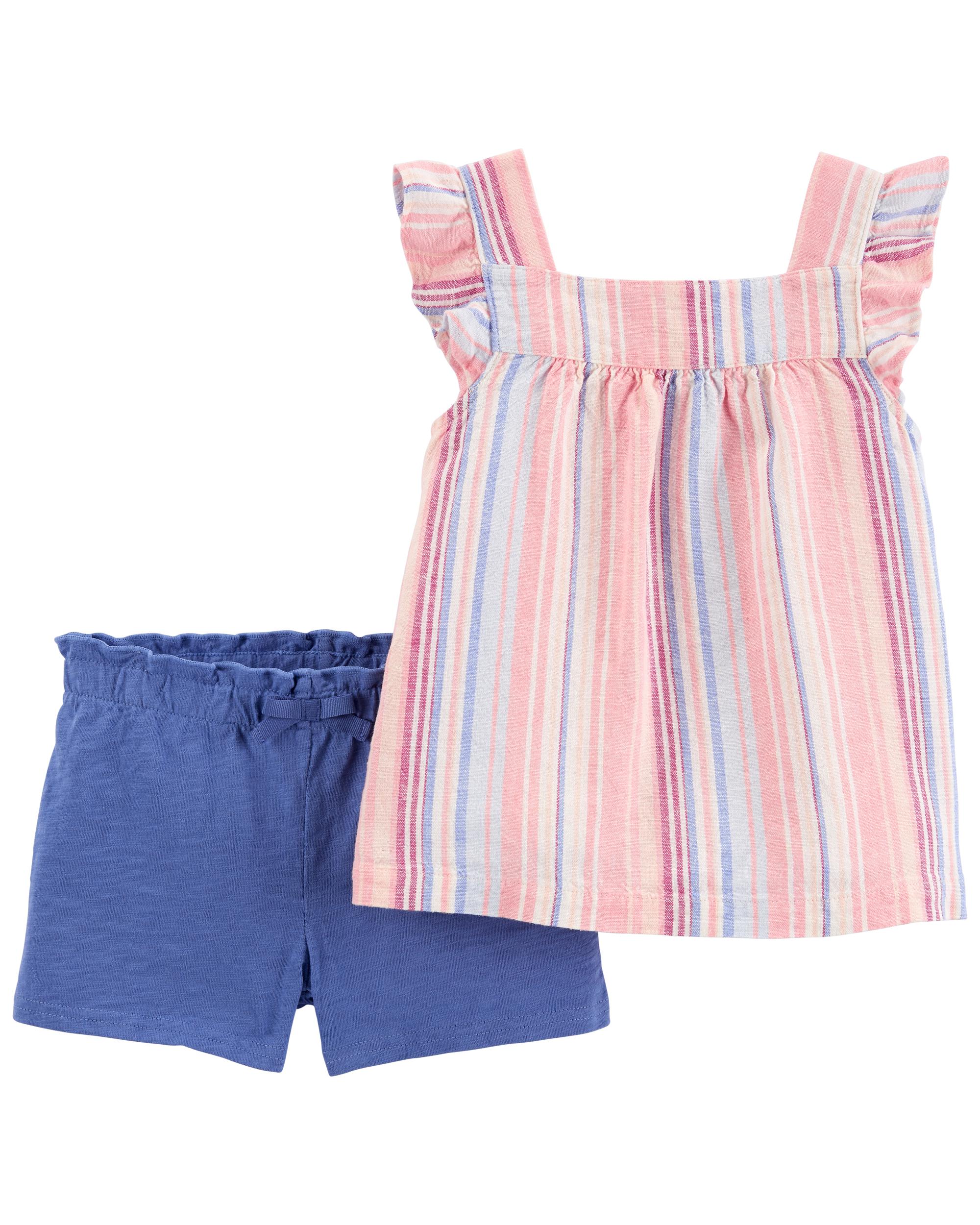 2-Piece Striped Tee & Short Set, 24M