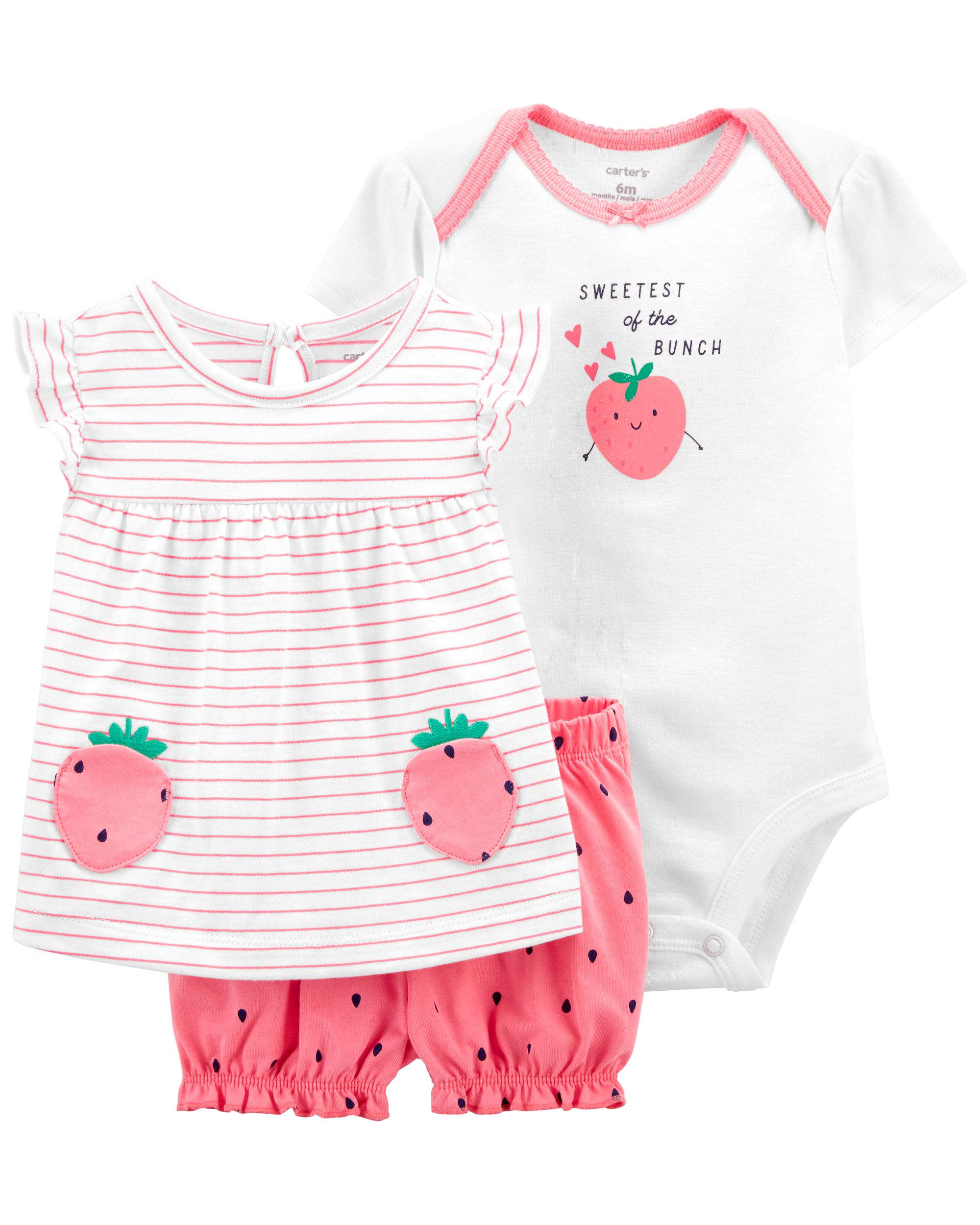 3-Piece Strawberry Little Short Set, 18M