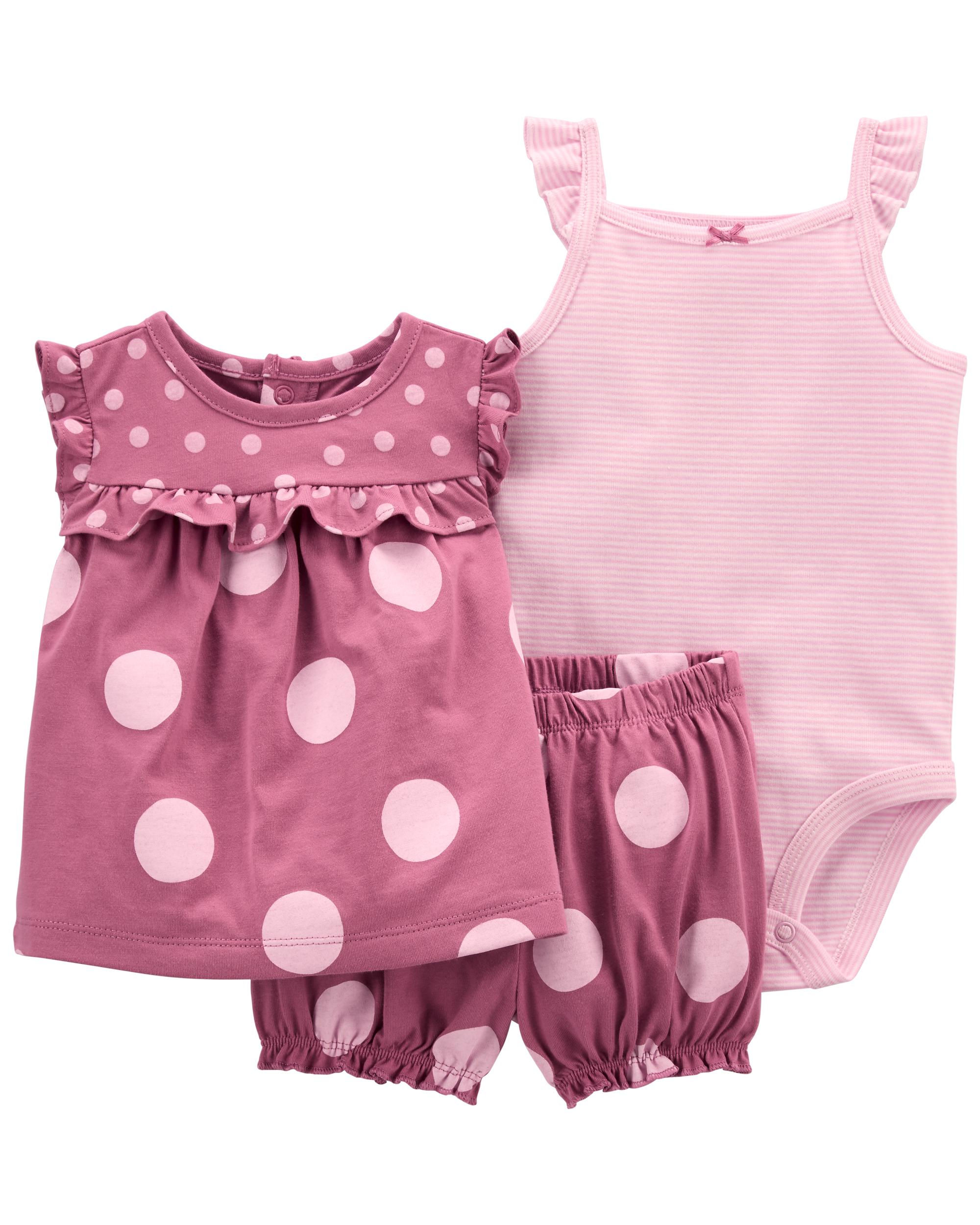 3-Piece Polka Dot Little Short Set, NB