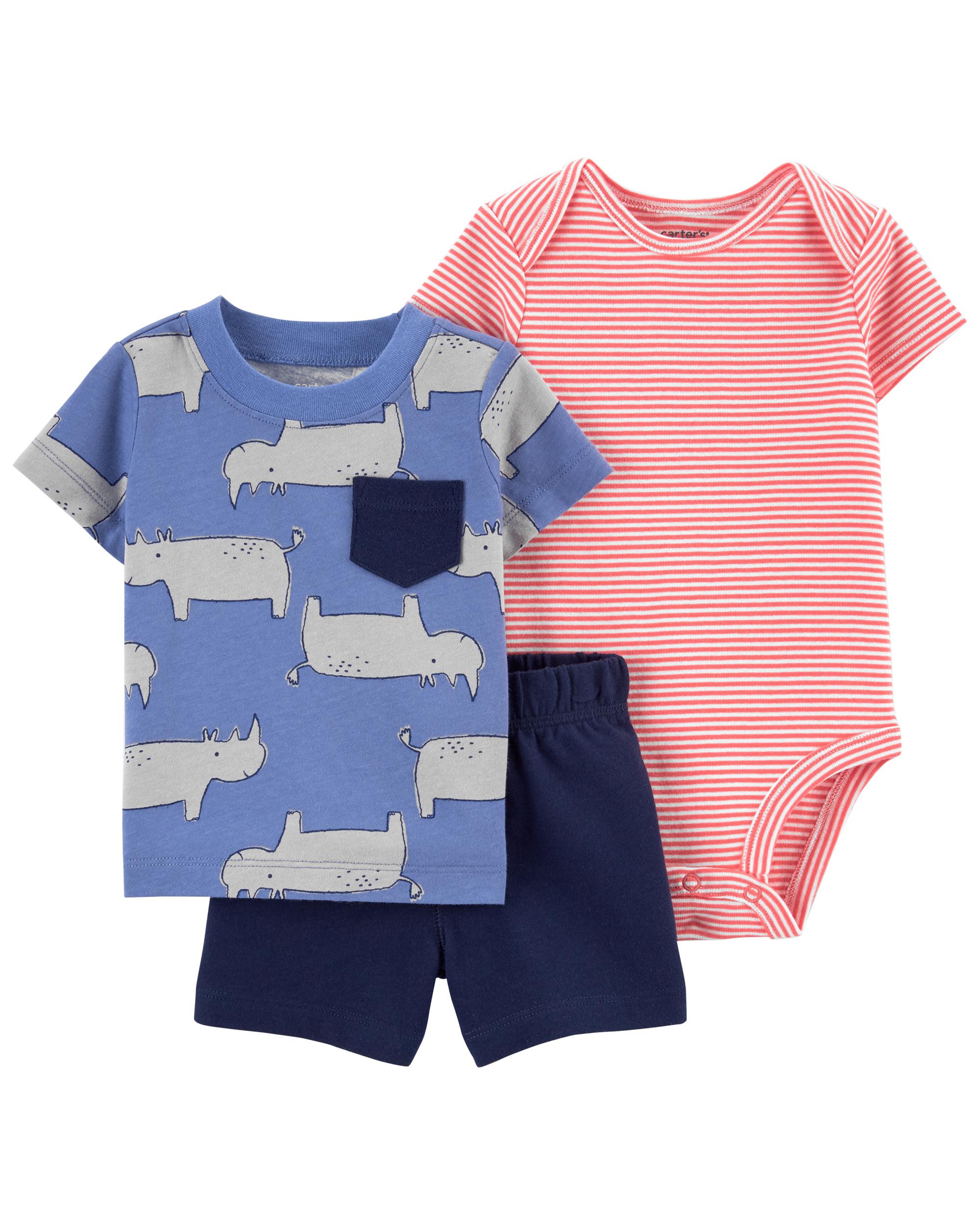 3-Piece Rhino Little Short Set, 9M