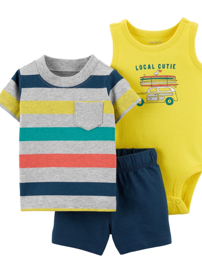 3-Piece Car Little Short Set, 12M