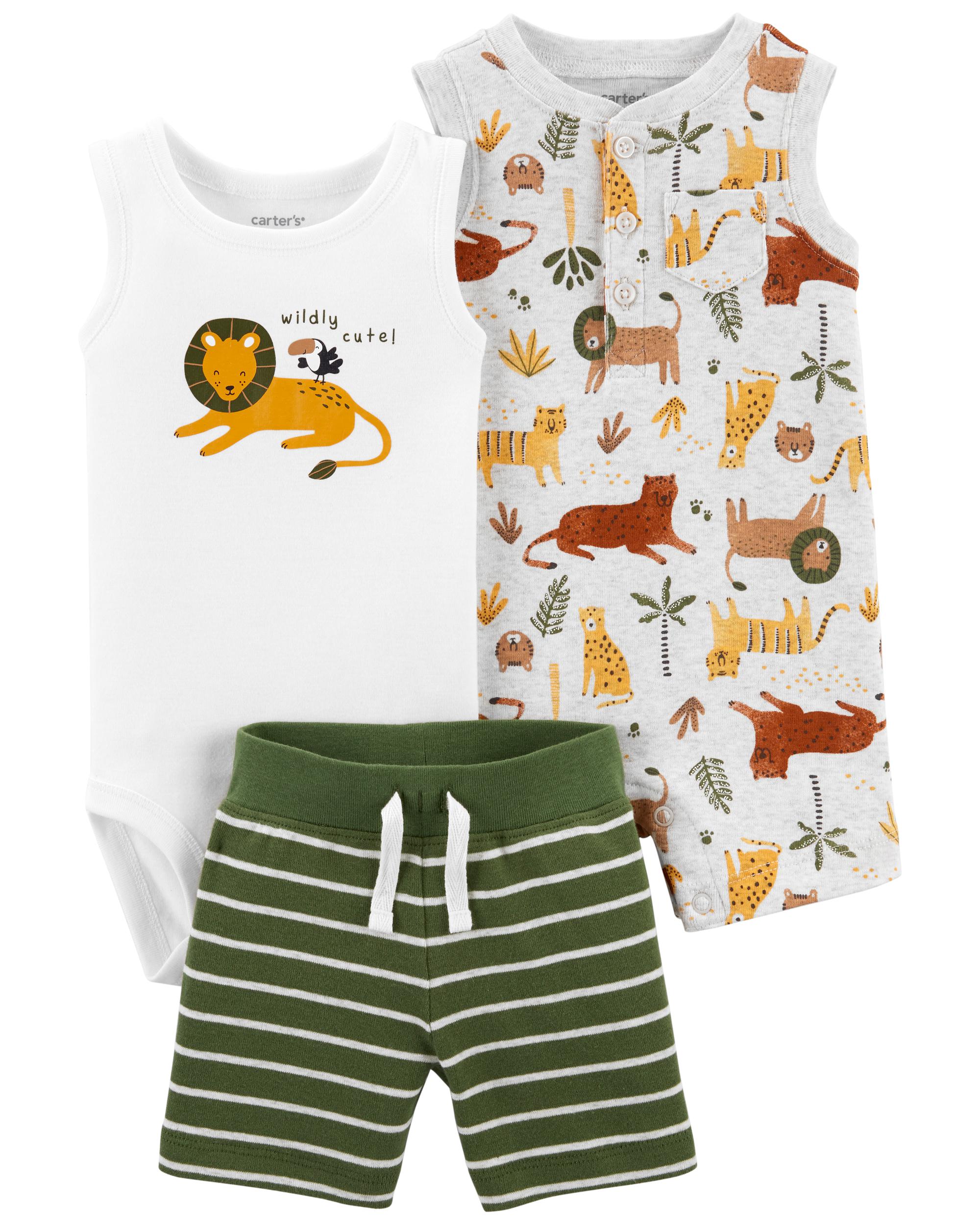 3-Piece Bodysuit & Romper Set Size: 12M