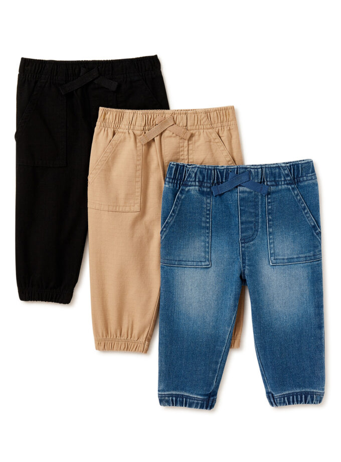 Baby Boy Woven Pants, 3-Pack
