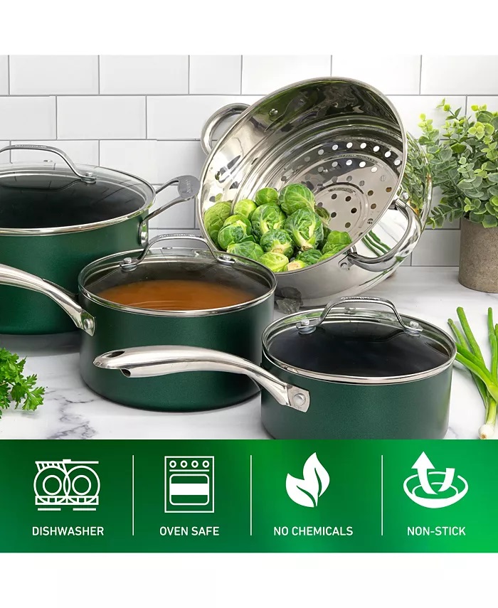 Grinite Stone Diamond 10-Piece Nonstick Diamond Infused Cookware Set - Image 6