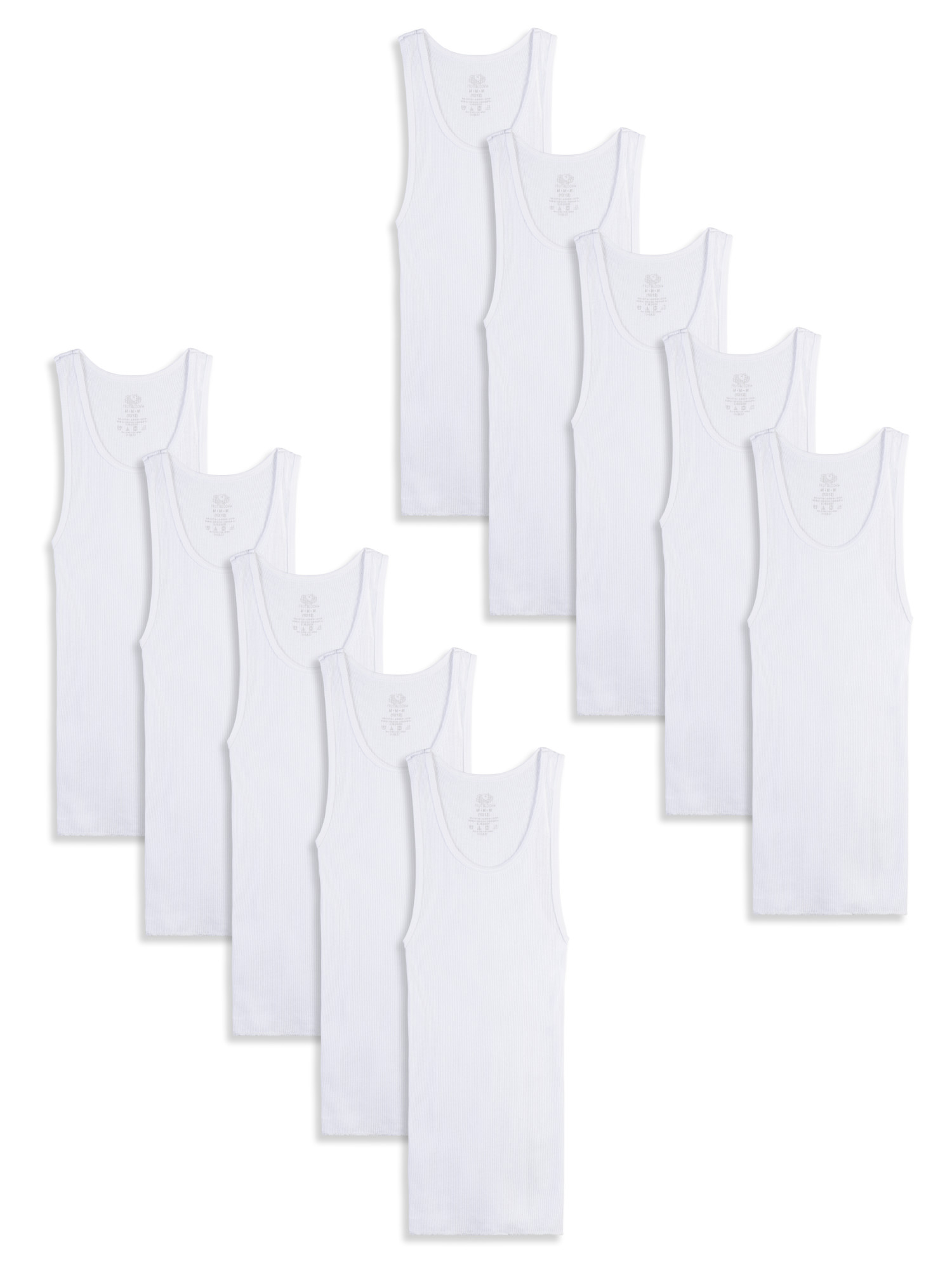 Fruit of the Loom Boys White Tank Undershirts, Pack of 10 , 14-16Y