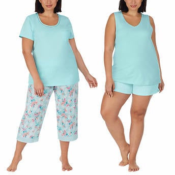 Carole Hochman Ladies' 4-piece Pajama Set, Light Blue, Large