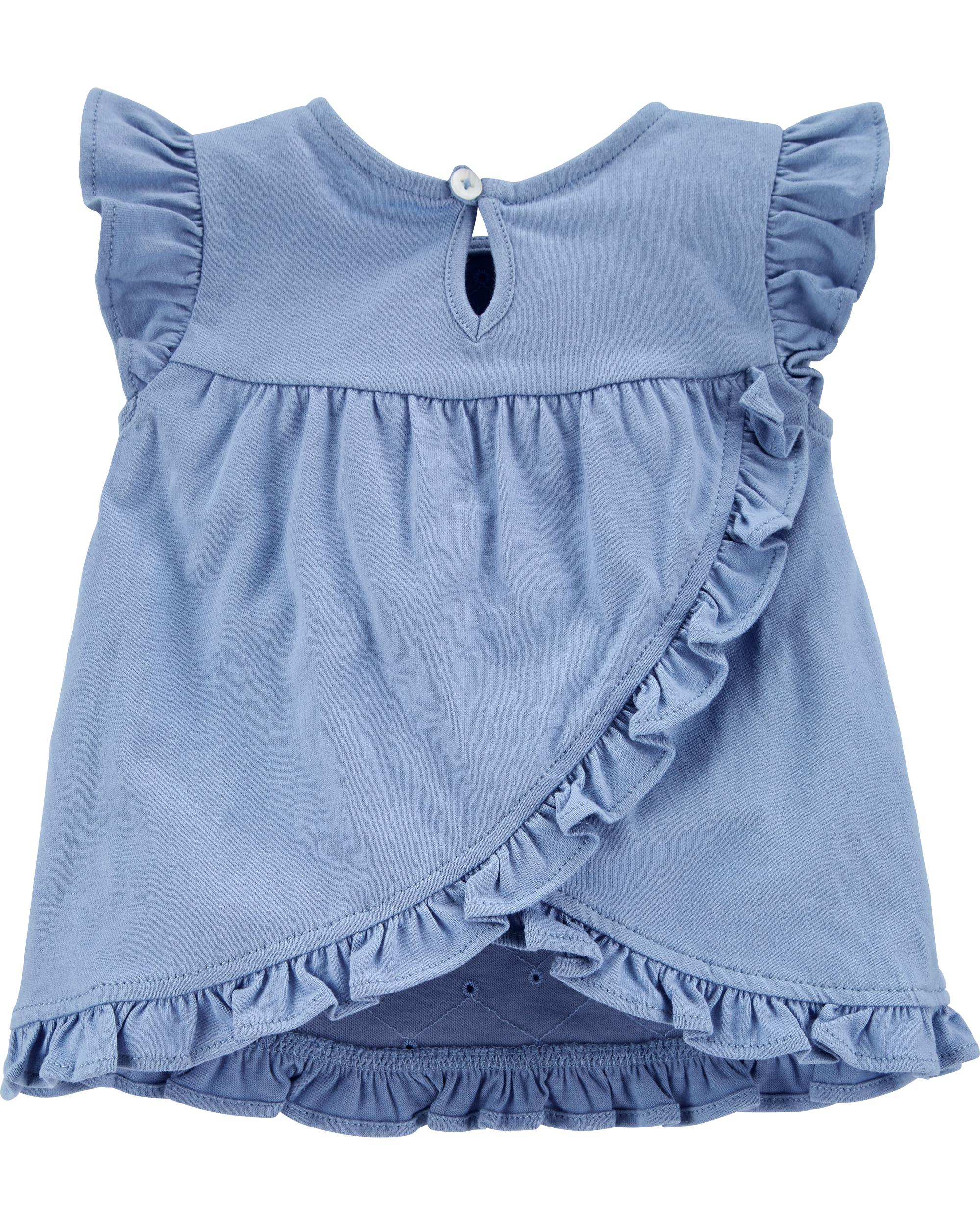 2-Piece Chambray Top & Linen Short Set, NB - Image 2