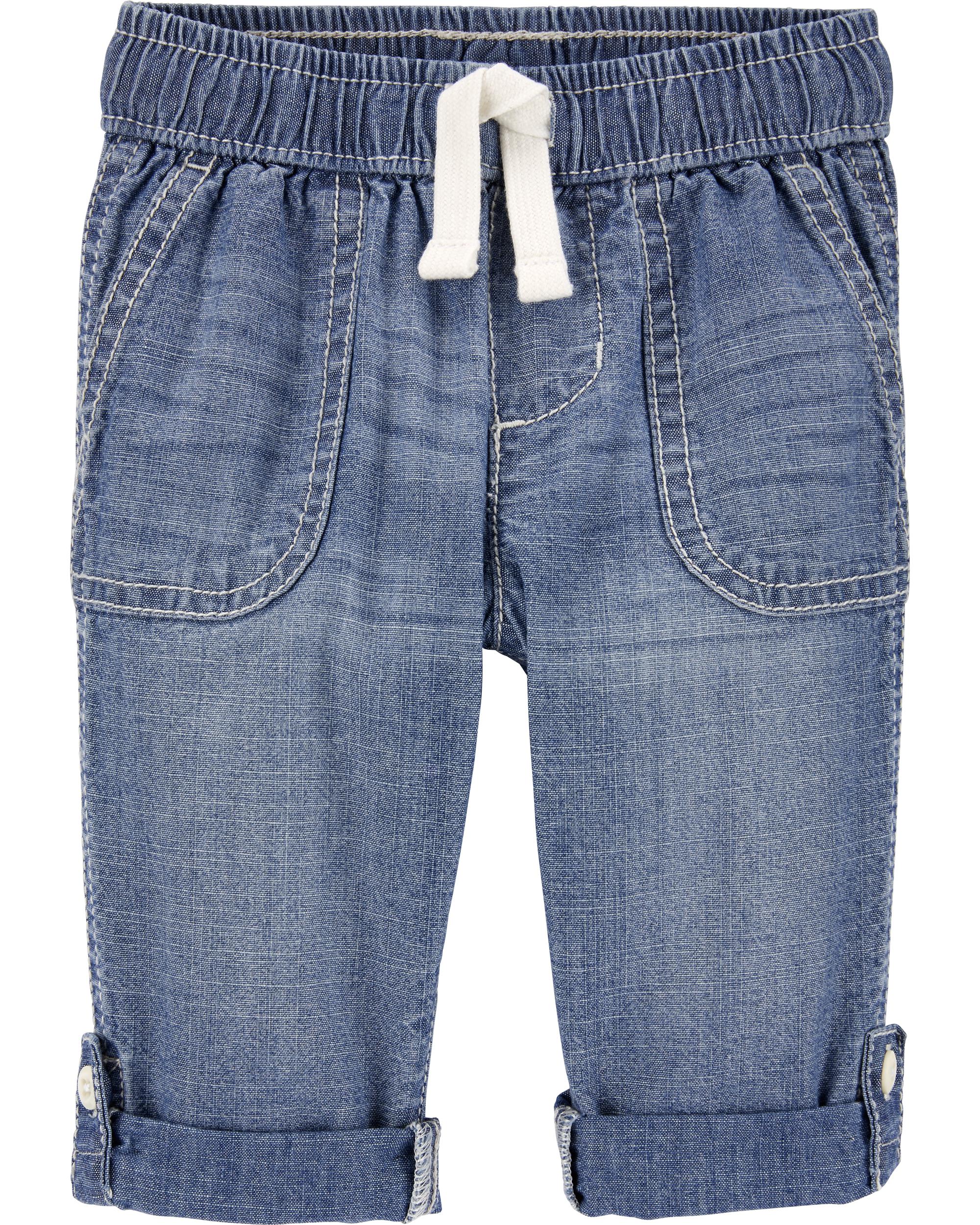 Pull-On Chambray Convertible Pants, 12M