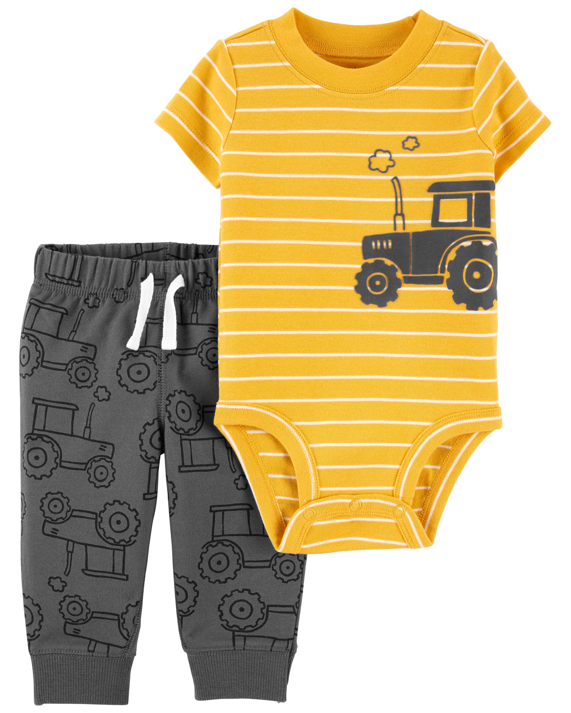 2-Piece Tractor Bodysuit Pant Set, 18M