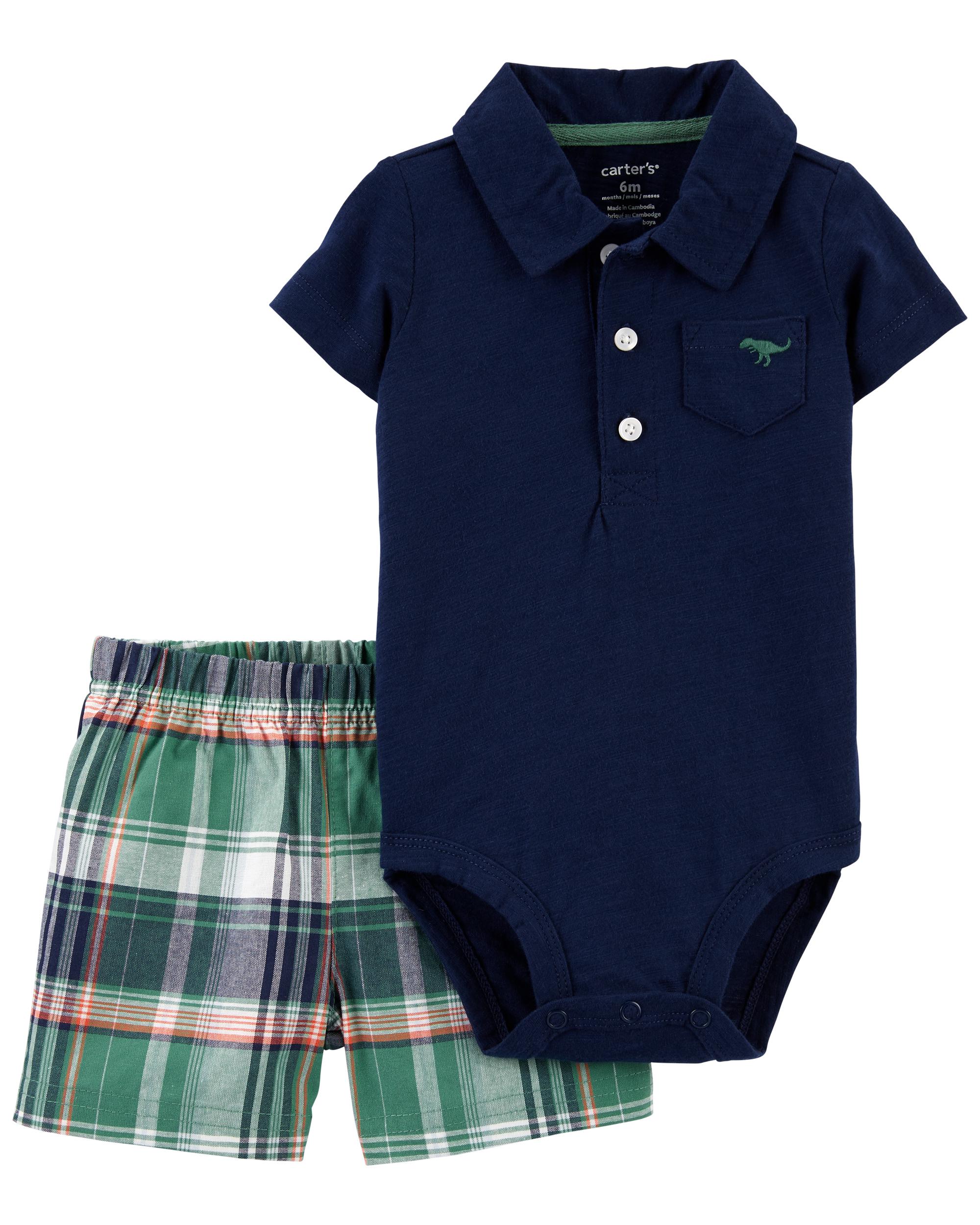 2-Piece Polo Bodysuit & Short Set, 6M
